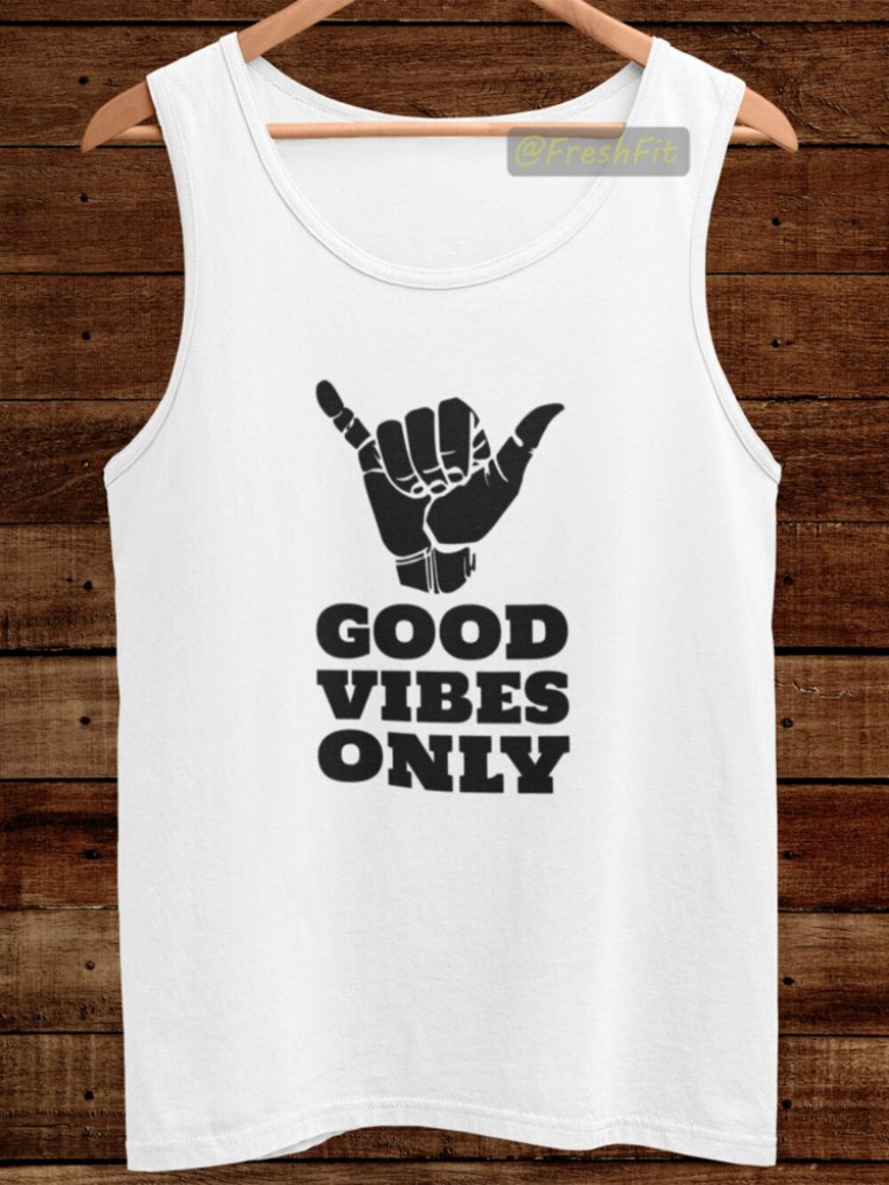🆕Good Vibes Only Shaka Hand Sign White Tank Top